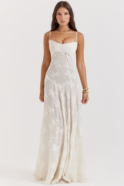 Seren Vintage Floral Lace Back Maxi Dress