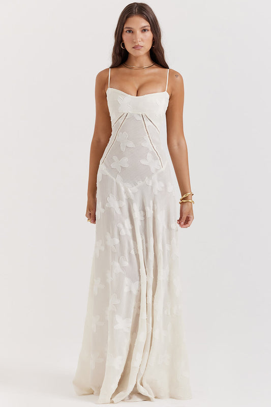 Seren Vintage Floral Lace Back Maxi Dress