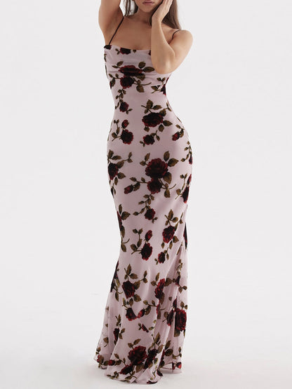 Serena Pink Devore Maxi Dress