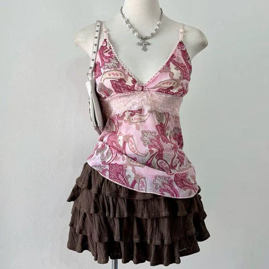 Malaysia Pink Lace Camisole