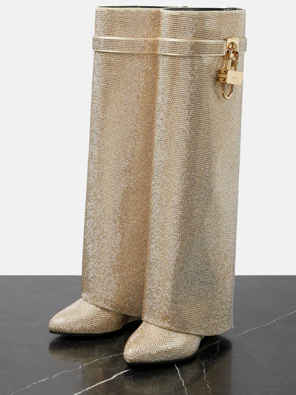 Shark Lock Boots In Strass