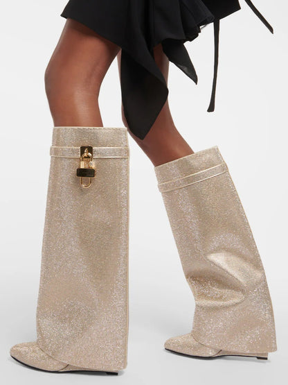 Shark Lock Boots In Strass