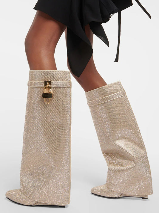 Shark Lock Boots In Strass