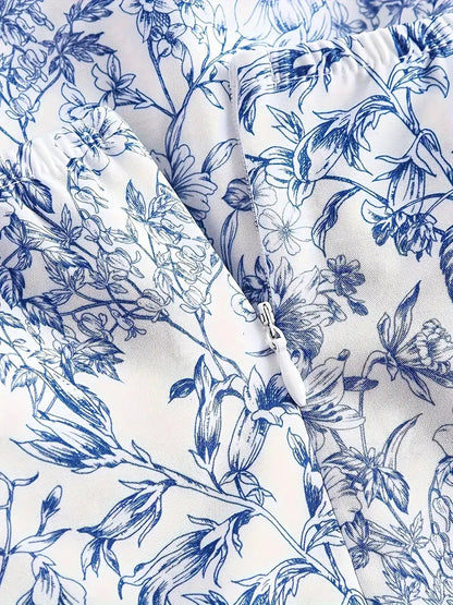 Sketch Vines Ruched Asymmetric Dress