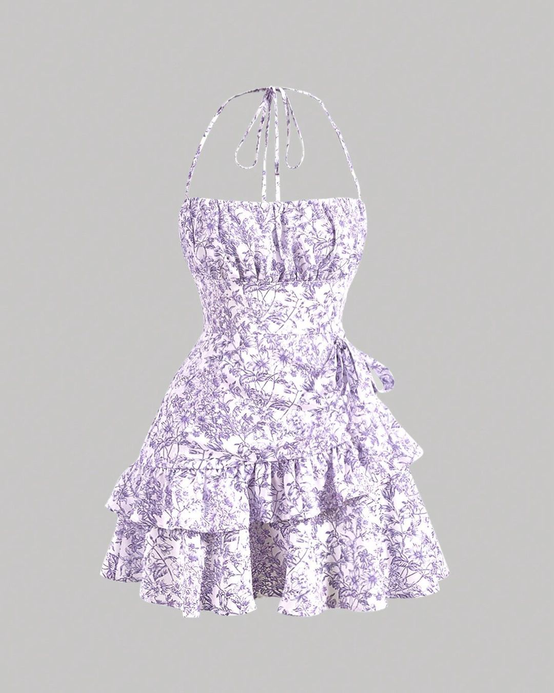 Sketch Vines Ruched Asymmetric Dress