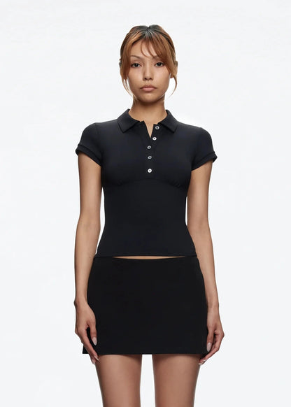 Sleek Flex Polo Crop Top