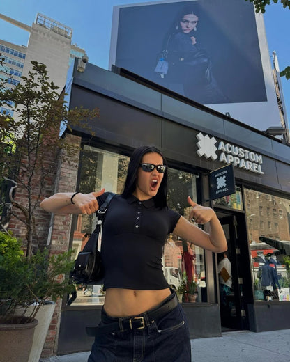 Sleek Flex Polo Crop Top