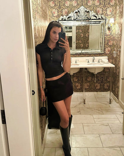 Sleek Flex Polo Crop Top