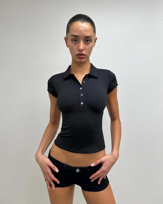Sleek Flex Polo Crop Top