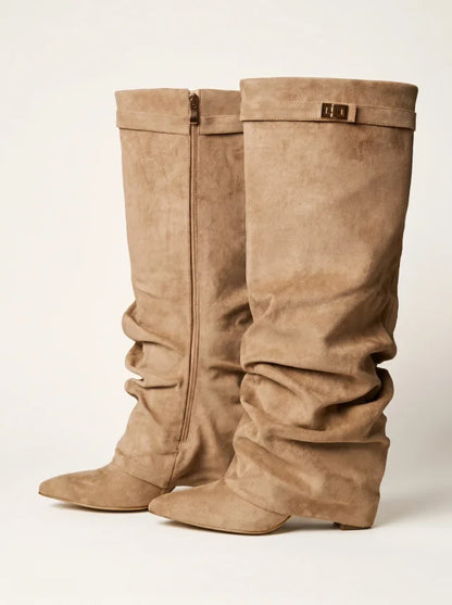 Slouchy Suede Knee High Boot