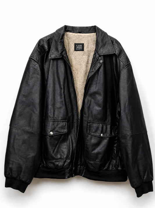 Smoky Black Aviator Bomber Jacket