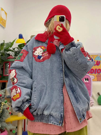 Hello Kitty "Fruit Party" Denim Bomber Jacket
