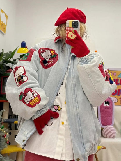 Hello Kitty "Fruit Party" Denim Bomber Jacket
