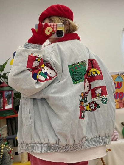 Hello Kitty "Fruit Party" Denim Bomber Jacket