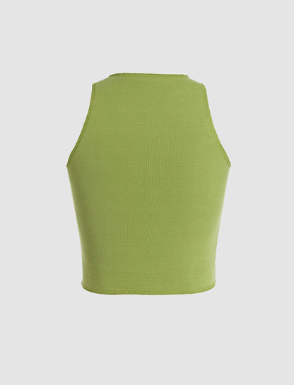 Solid Hibiscus Flower Tank Top