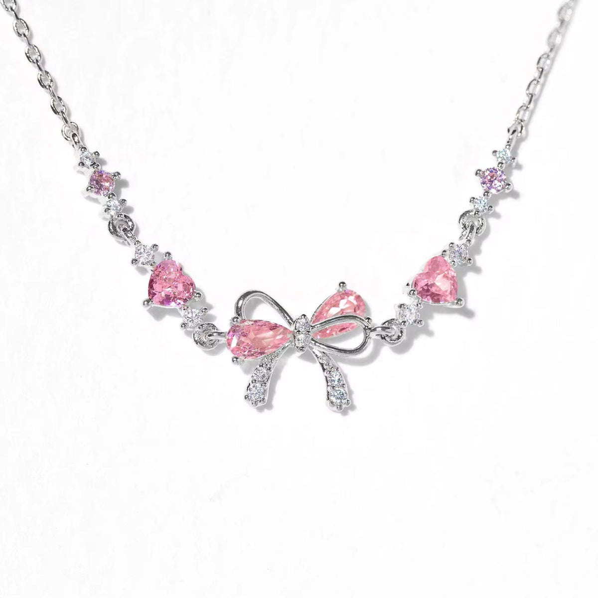 Sparkling Hearts Coquette Bow Bracelet