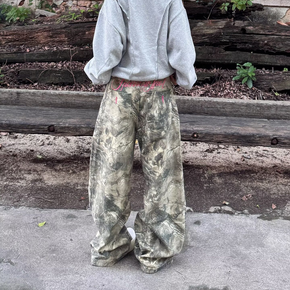 “Sparrow Spot” Camo Wide Leg Jeans