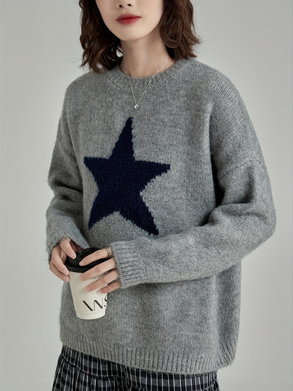 Star Embroidery Pullover Knit Sweater