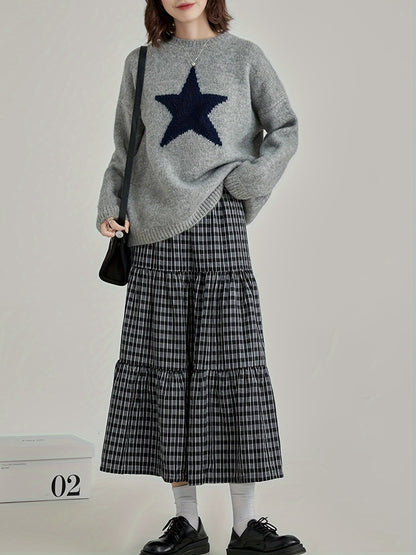 Star Embroidery Pullover Knit Sweater