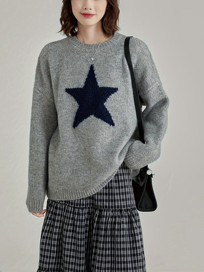 Star Embroidery Pullover Knit Sweater