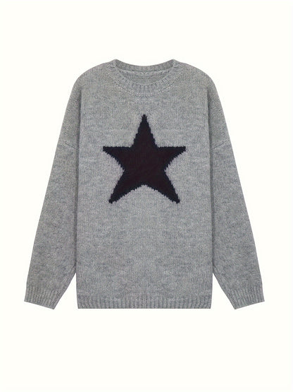 Star Embroidery Pullover Knit Sweater