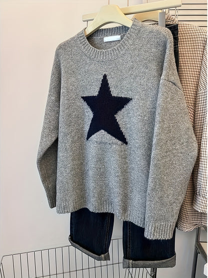 Star Embroidery Pullover Knit Sweater