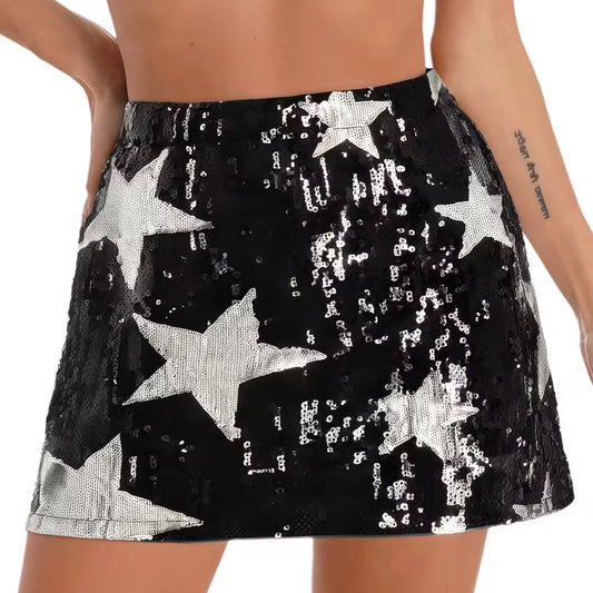 Stars Sequin Mini Skirt
