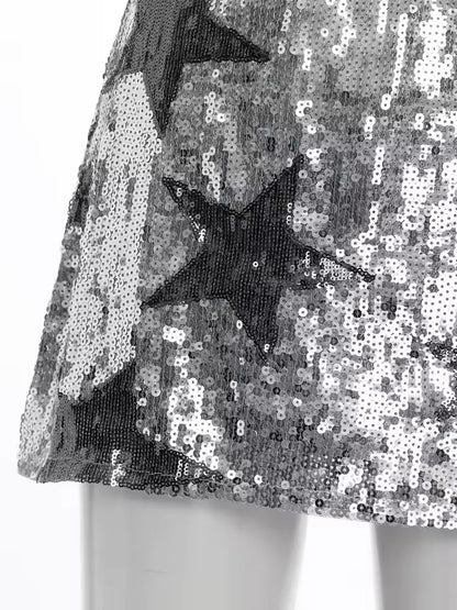 Stars Sequin Mini Skirt