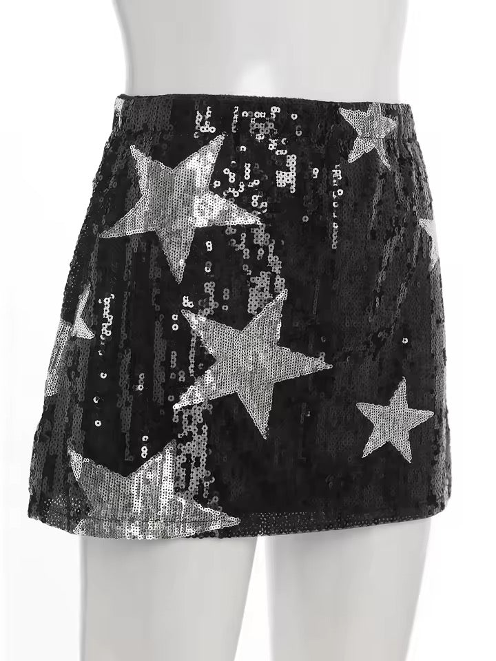 Stars Sequin Mini Skirt