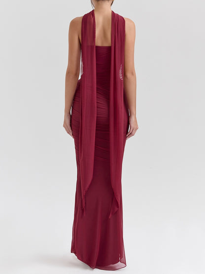 Strapless Corset & Fluted Hem Maxi Skirt Set