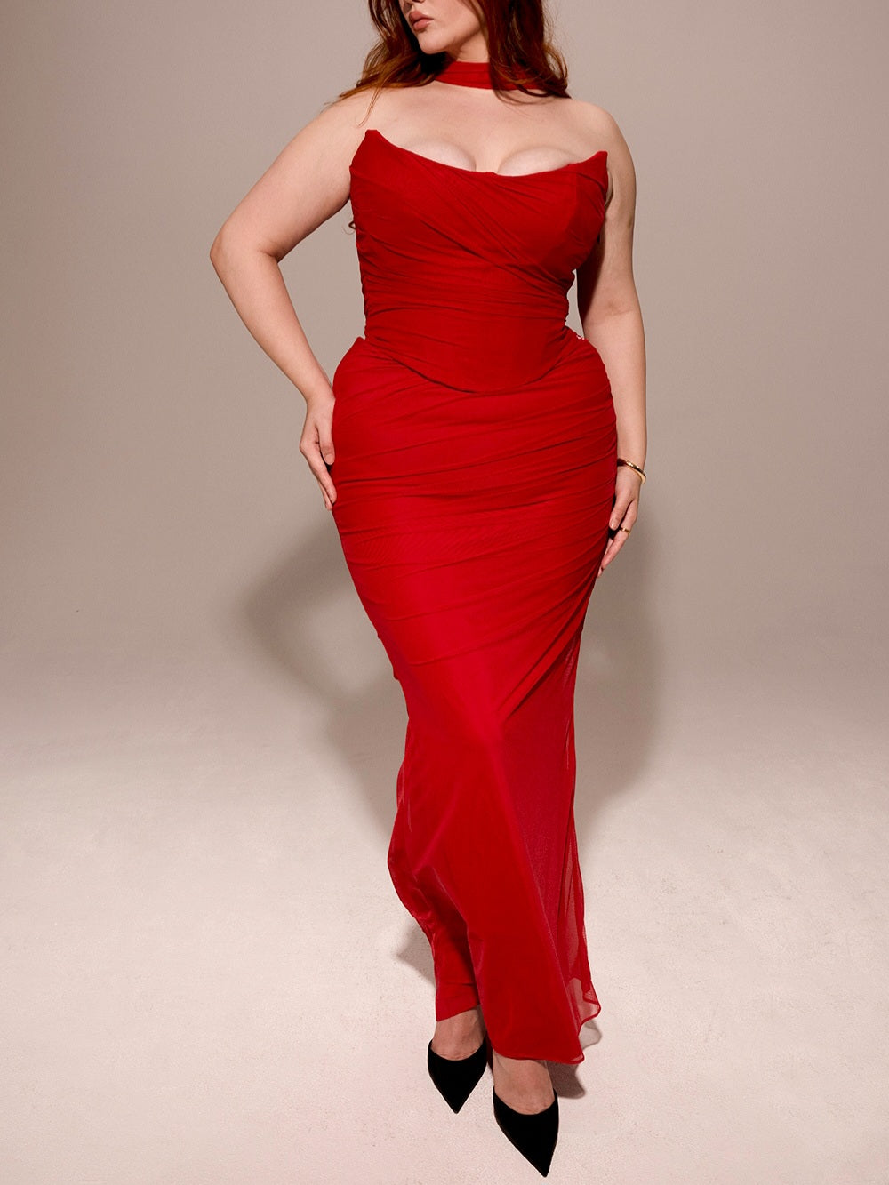 Strapless Corset & Fluted Hem Maxi Skirt Set