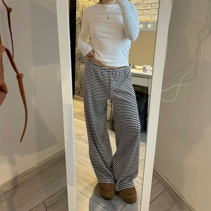 Striped Wide-Leg Lounge Pants