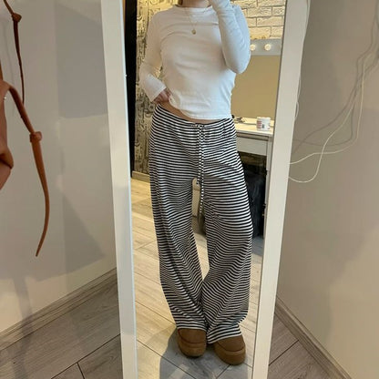 Striped Wide-Leg Lounge Pants