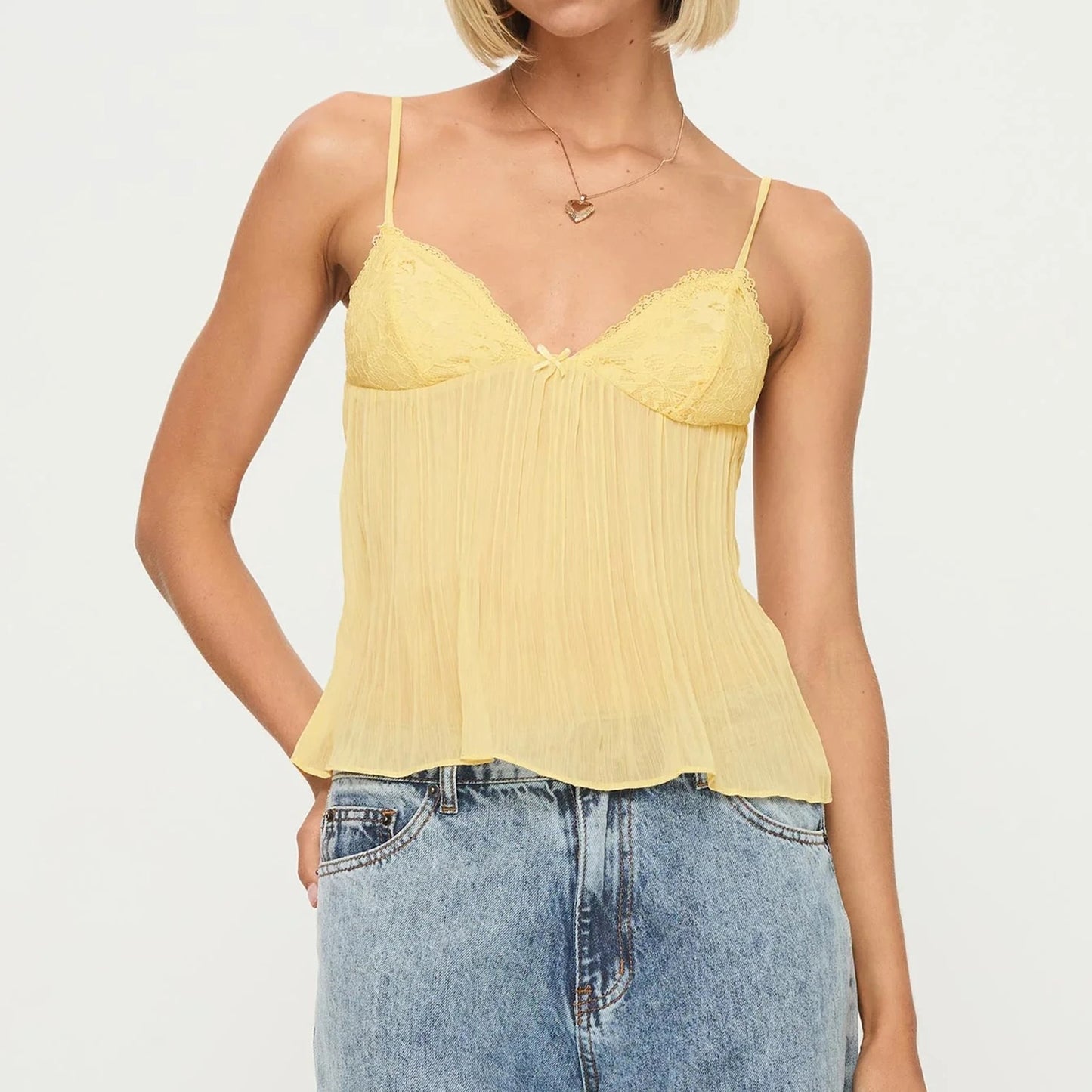 Sugar Whip Flutter Pleated Lace Cami