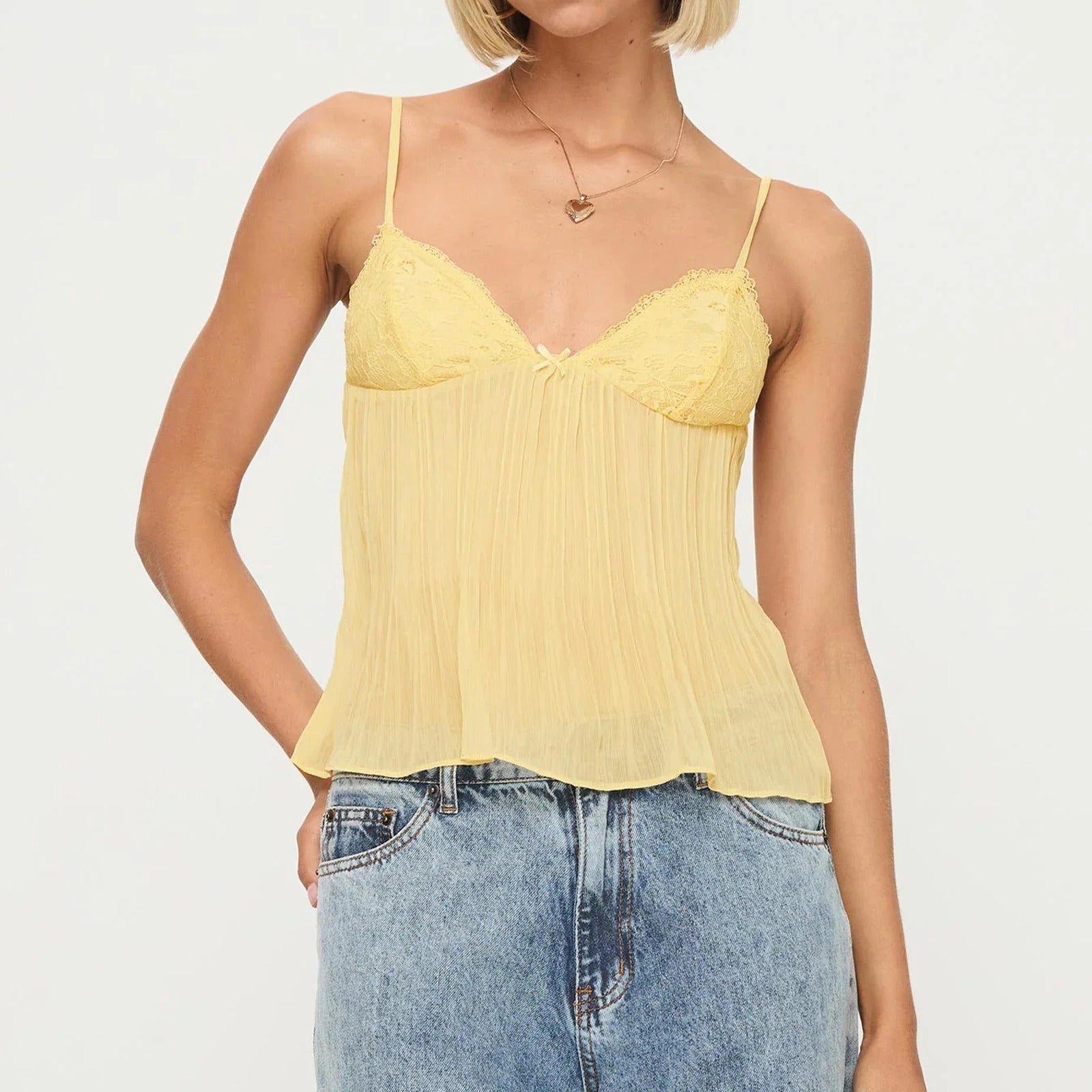 Sugar Whip Flutter Pleated Lace Cami