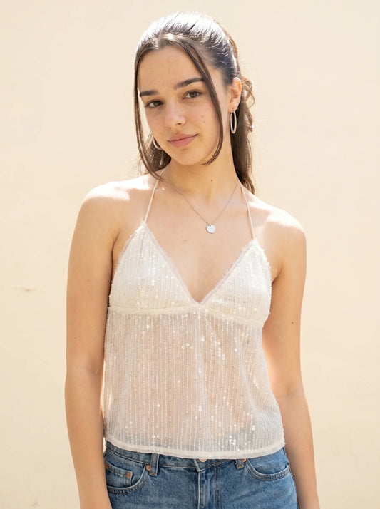 Sunlit Stardust Sequin Halter Top