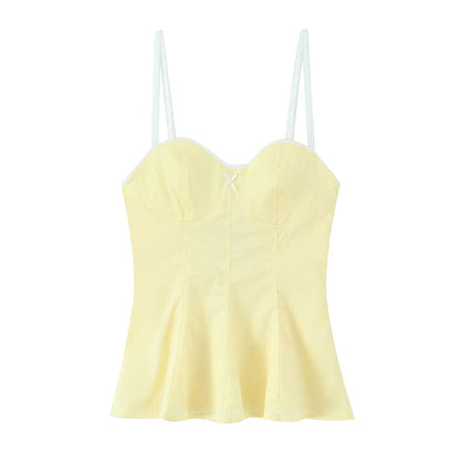 Sunny Summer Sweetheart Bow Trim Corset Top