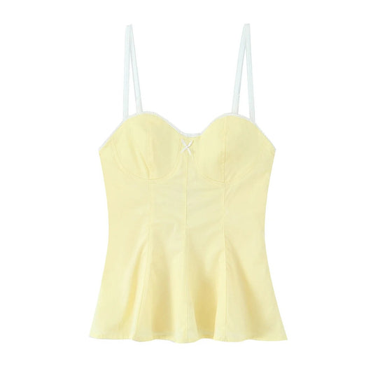 Sunny Summer Sweetheart Bow Trim Corset Top