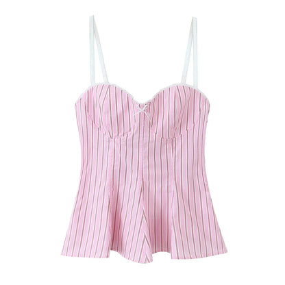 Sunny Summer Sweetheart Bow Trim Corset Top