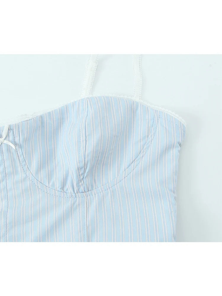 Sunny Summer Sweetheart Bow Trim Corset Top