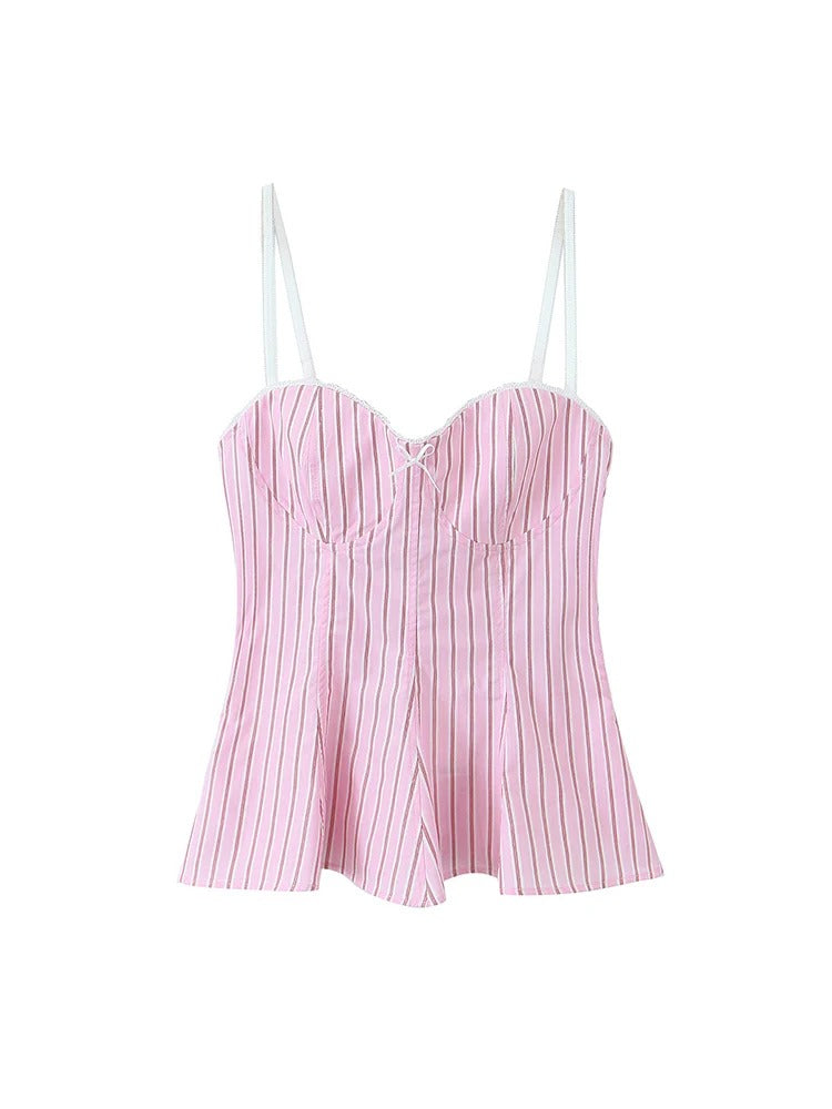 Sunny Summer Sweetheart Bow Trim Corset Top