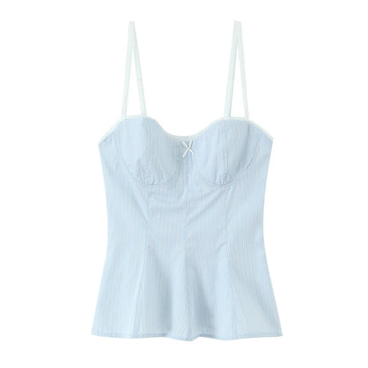 Sunny Summer Sweetheart Bow Trim Corset Top