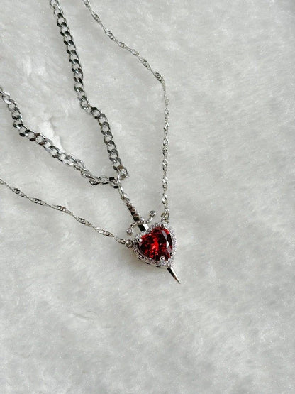 Sword and Heart Couple Necklaces
