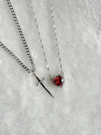 Sword and Heart Couple Necklaces