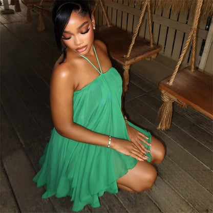 Thar Backless Halter Dress