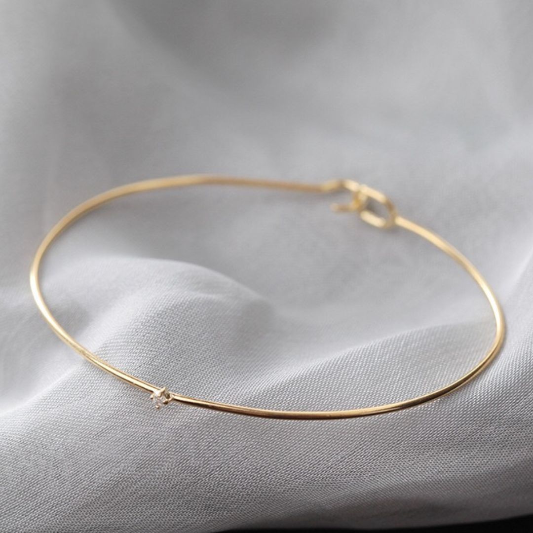 Thin Bangle & 6-petal Bracelet Stack
