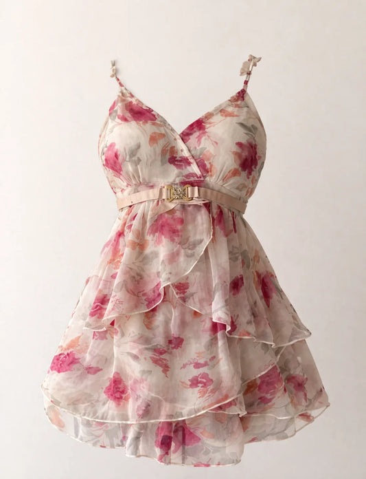 Tuscany Roses Fairy-Core Chiffon Top