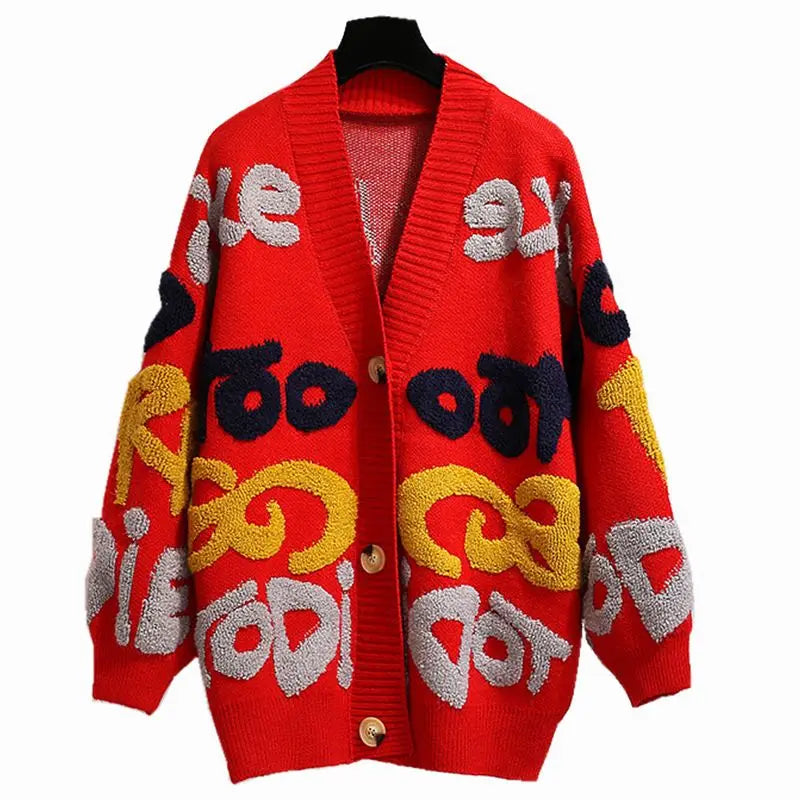 Ugly Curved Text Cardigan