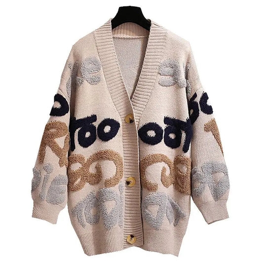 Ugly Curved Text Cardigan