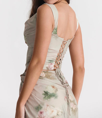 'Una' 'Vesper' Vintage Floral Top & Skirt Set